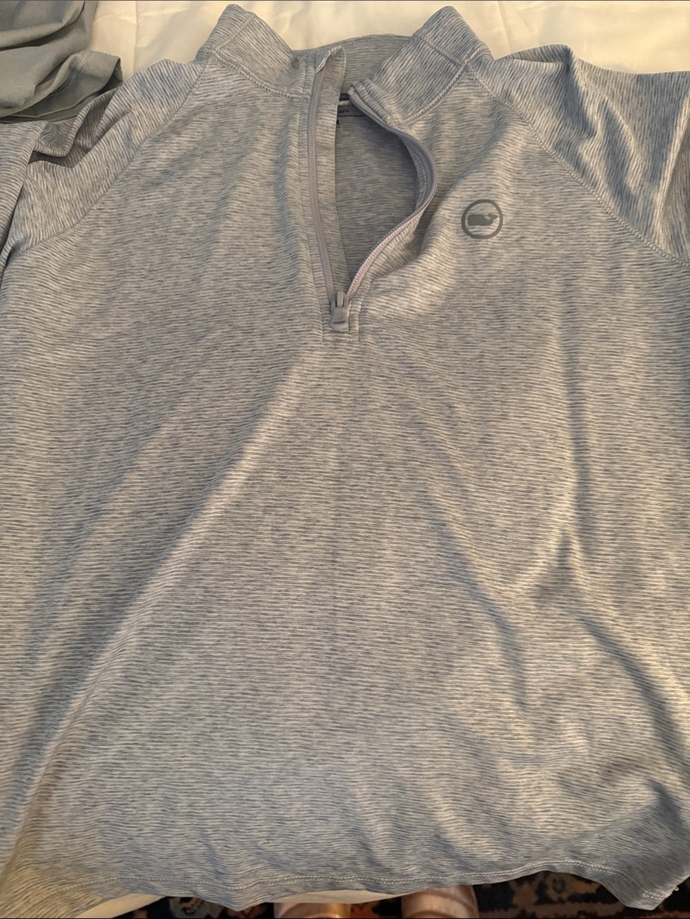 Vineyard Vines Heathered Light Gray Men's Quarter-Zip Polo
